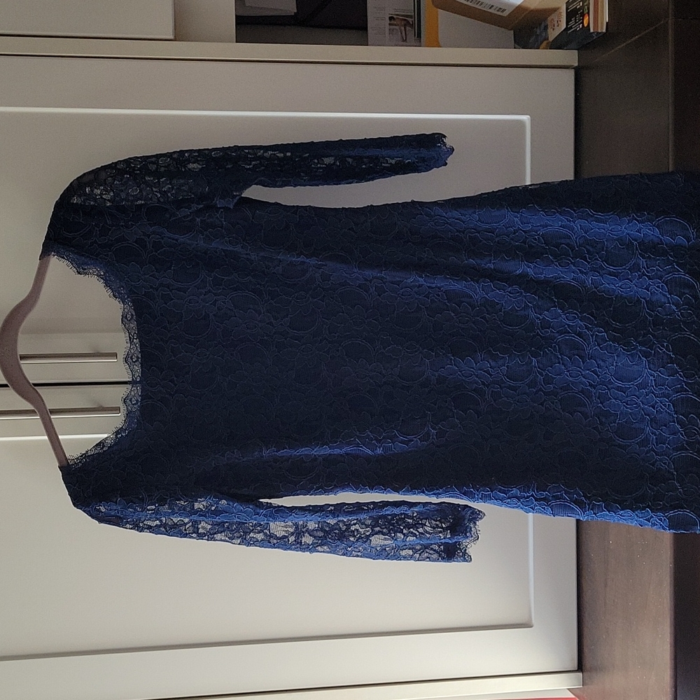 Joseph Ribkoff navy, lace cocktail dress